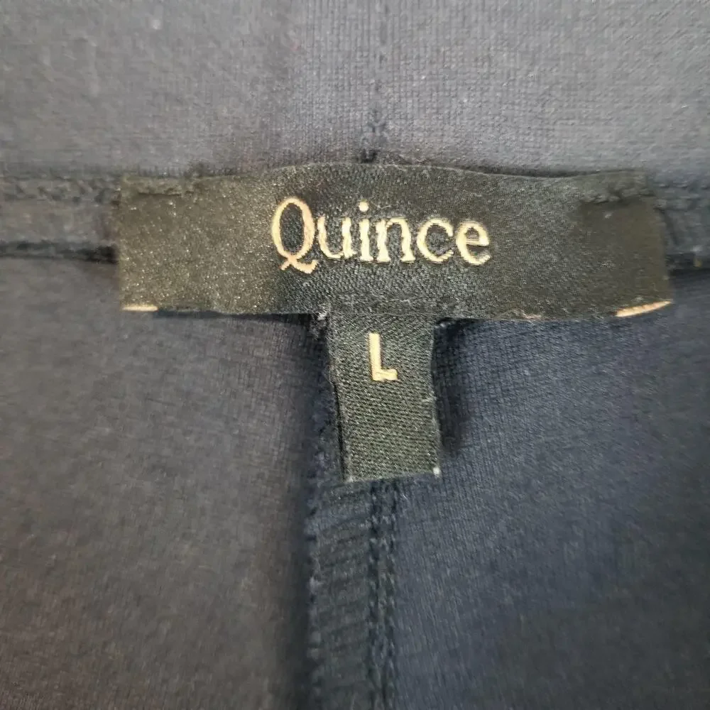 2 PC Quince Pants Womens Large Tall Black Navy Ultra-Stretch Ponte Straight Leg